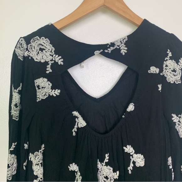 Free People Emma Dress Flare Crinkled Gauze Floral Keyhole Back - Picture 7 of 10